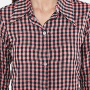 Women Checkered Casual Spread pink and black casual Shirt
