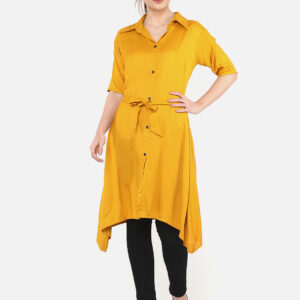 Women A-line Mustard Dress