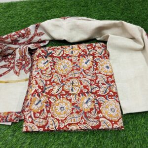 HAND MADE UNSTICHED COTTON KURTI FABRIC WITH DUPATTA