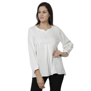 Casual Regular Sleeve Solid Women White Top