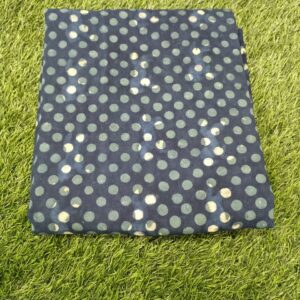 UNSTITCHED COTTON FABRIC BLUE POLKA DOT